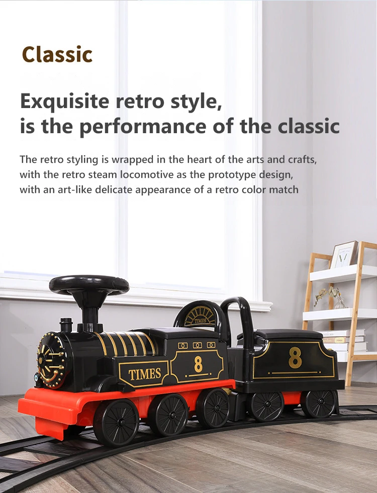 Electric Train Kids Riding Toy Ailway Can Carry Train Rail Car Train Cabin Classical Model Baby Walker Stroller Toys Child Gifts