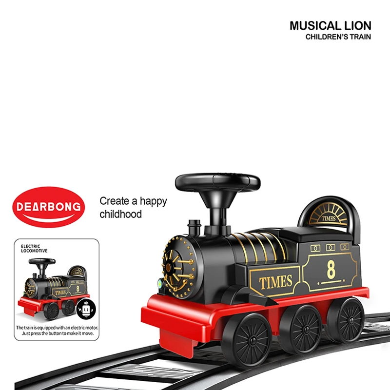 Electric Train Kids Riding Toy Ailway Can Carry Train Rail Car Train Cabin Classical Model Baby Walker Stroller Toys Child Gifts