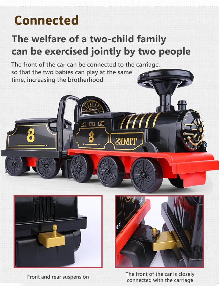 Electric Train Kids Riding Toy Ailway Can Carry Train Rail Car Train Cabin Classical Model Baby Walker Stroller Toys Child Gifts