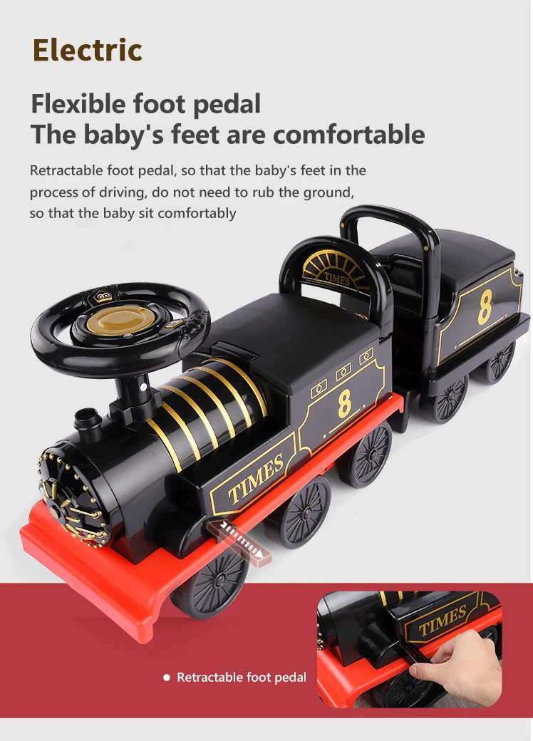 Electric Train Kids Riding Toy Ailway Can Carry Train Rail Car Train Cabin Classical Model Baby Walker Stroller Toys Child Gifts