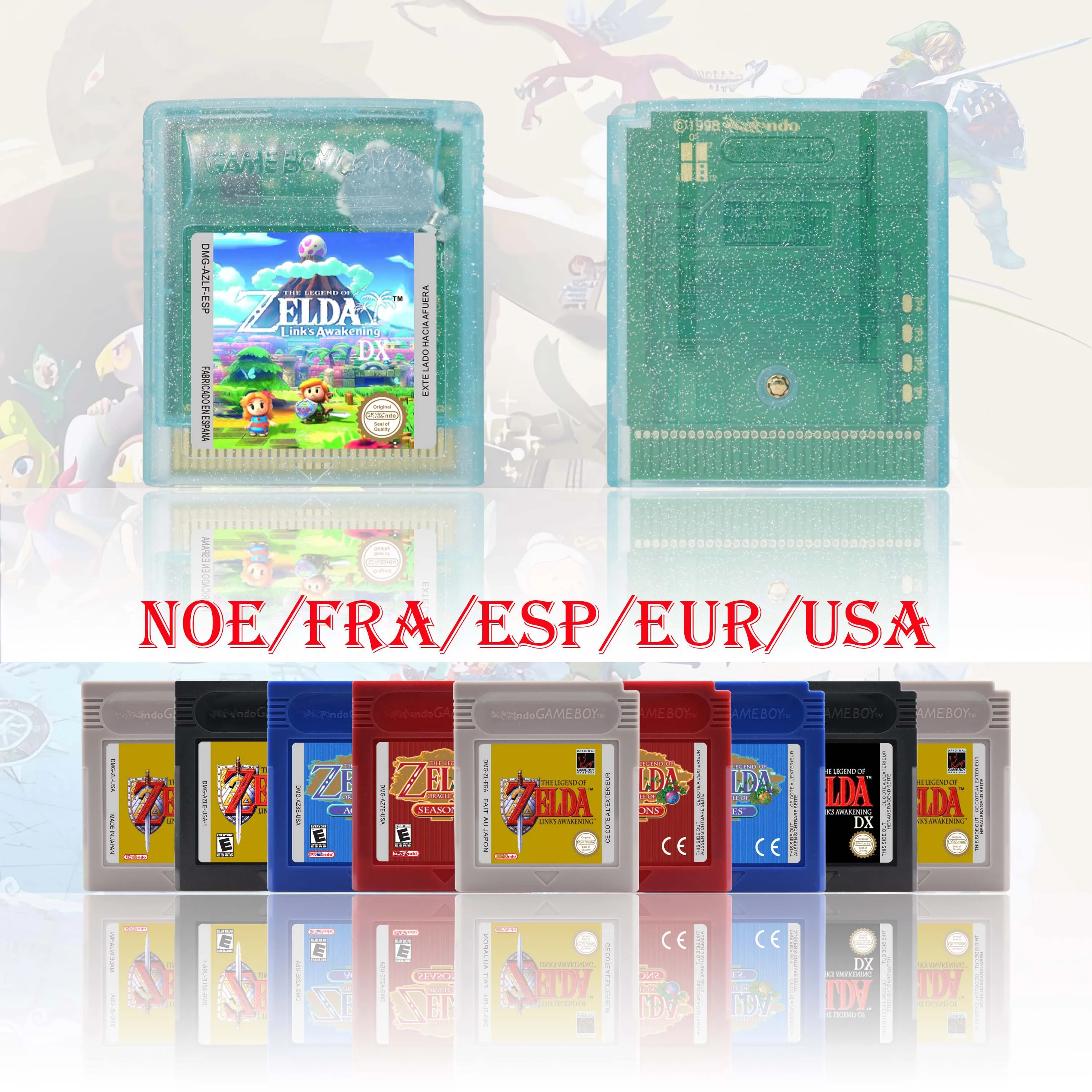 USA/EUR/NOE/ESP Version Legend Of Zelda Awakening/Seasons/Ages GBC Video Game Cartridge High Quality With Battery