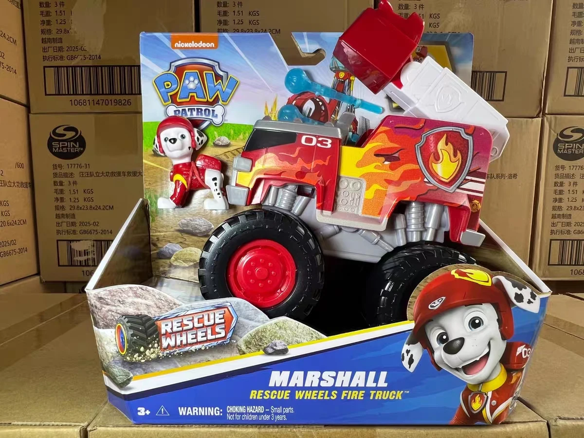Original Paw Patrol Rescue Wheels Chase Marshall Rocky Roxi Skye Boomer Zuma Rubble Vehicle Toy with Collectible Action Figure