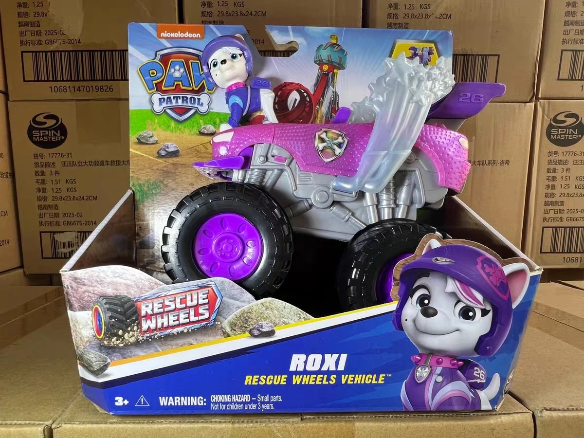 Original Paw Patrol Rescue Wheels Chase Marshall Rocky Roxi Skye Boomer Zuma Rubble Vehicle Toy with Collectible Action Figure