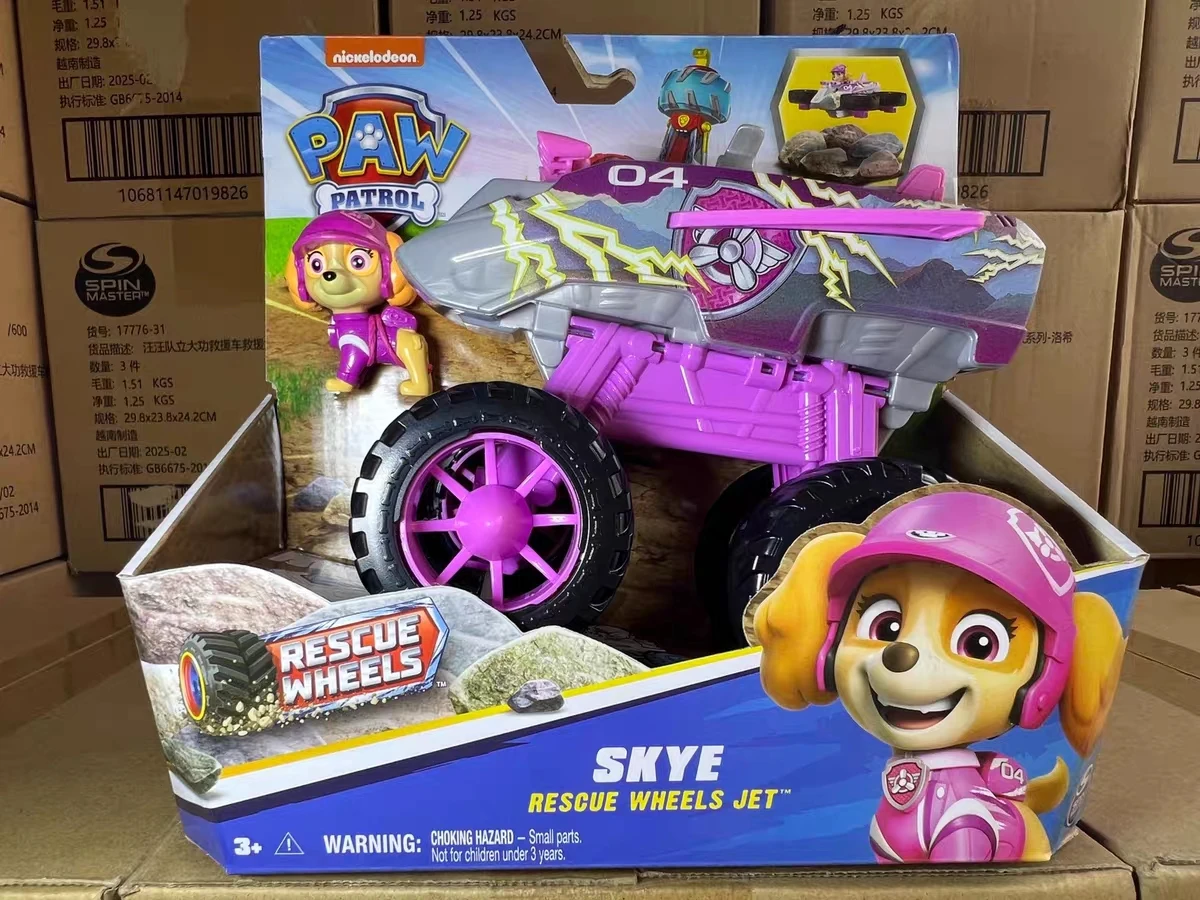 Original Paw Patrol Rescue Wheels Chase Marshall Rocky Roxi Skye Boomer Zuma Rubble Vehicle Toy with Collectible Action Figure