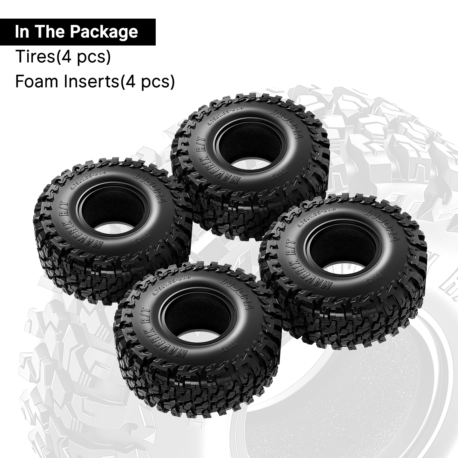 INJORA 1.9" 120*42mm MAVERIX R/T Tires for 1/10 RC Crawlers (T1925)