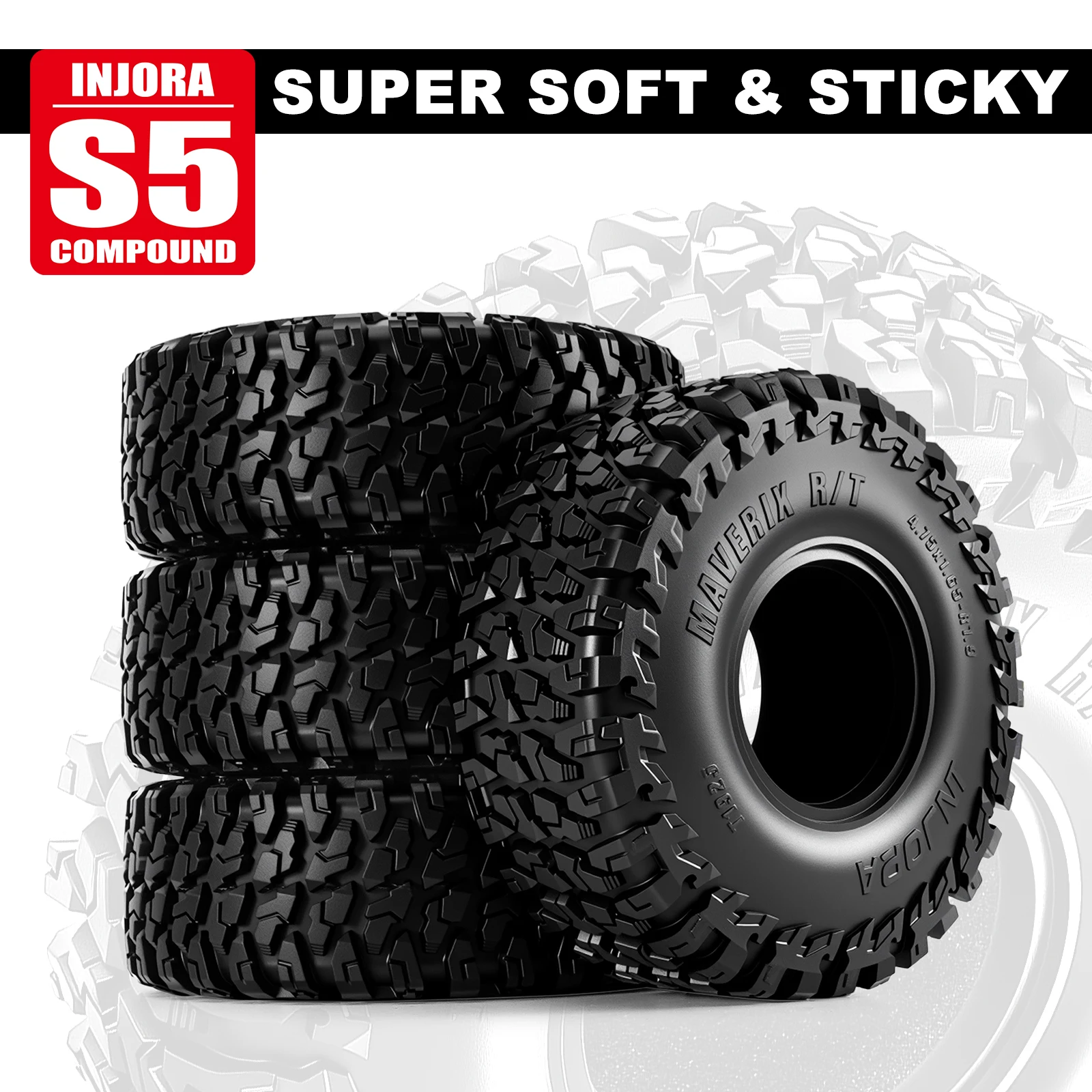 INJORA 1.9" 120*42mm MAVERIX R/T Tires for 1/10 RC Crawlers (T1925)