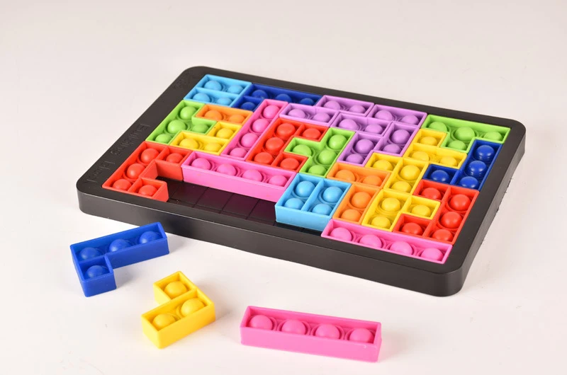 27pcs Jigsaw Russia Puzzle Block Pop Finger Toys Anti-Stress Pop It Push Bubble Sensory Toy Puzzle Board Educational Toy for Chi