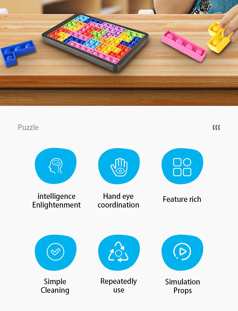 27pcs Jigsaw Russia Puzzle Block Pop Finger Toys Anti-Stress Pop It Push Bubble Sensory Toy Puzzle Board Educational Toy for Chi