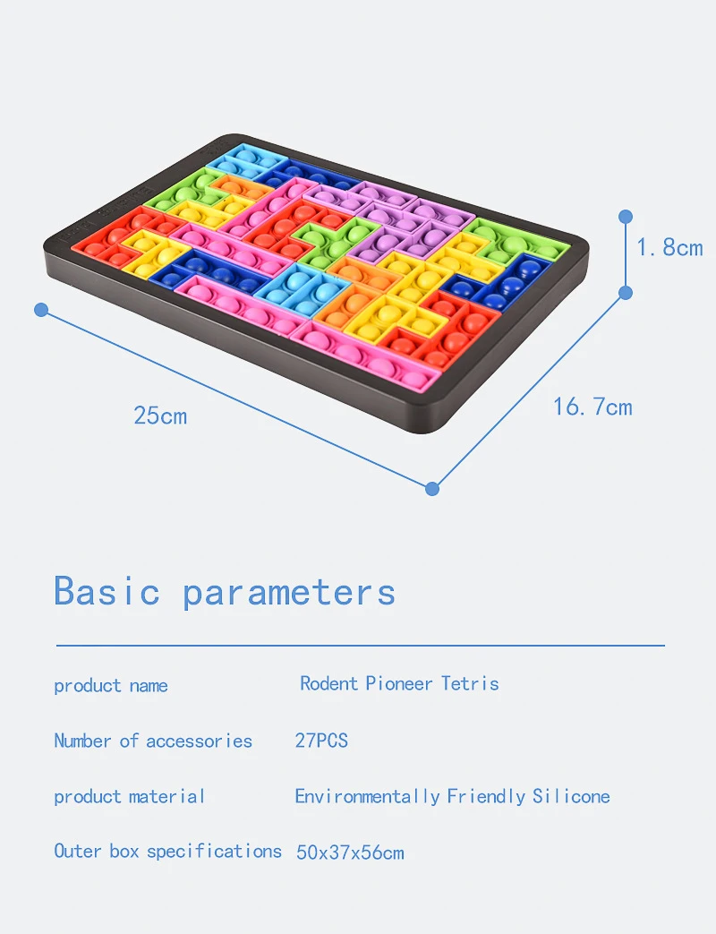 27pcs Jigsaw Russia Puzzle Block Pop Finger Toys Anti-Stress Pop It Push Bubble Sensory Toy Puzzle Board Educational Toy for Chi
