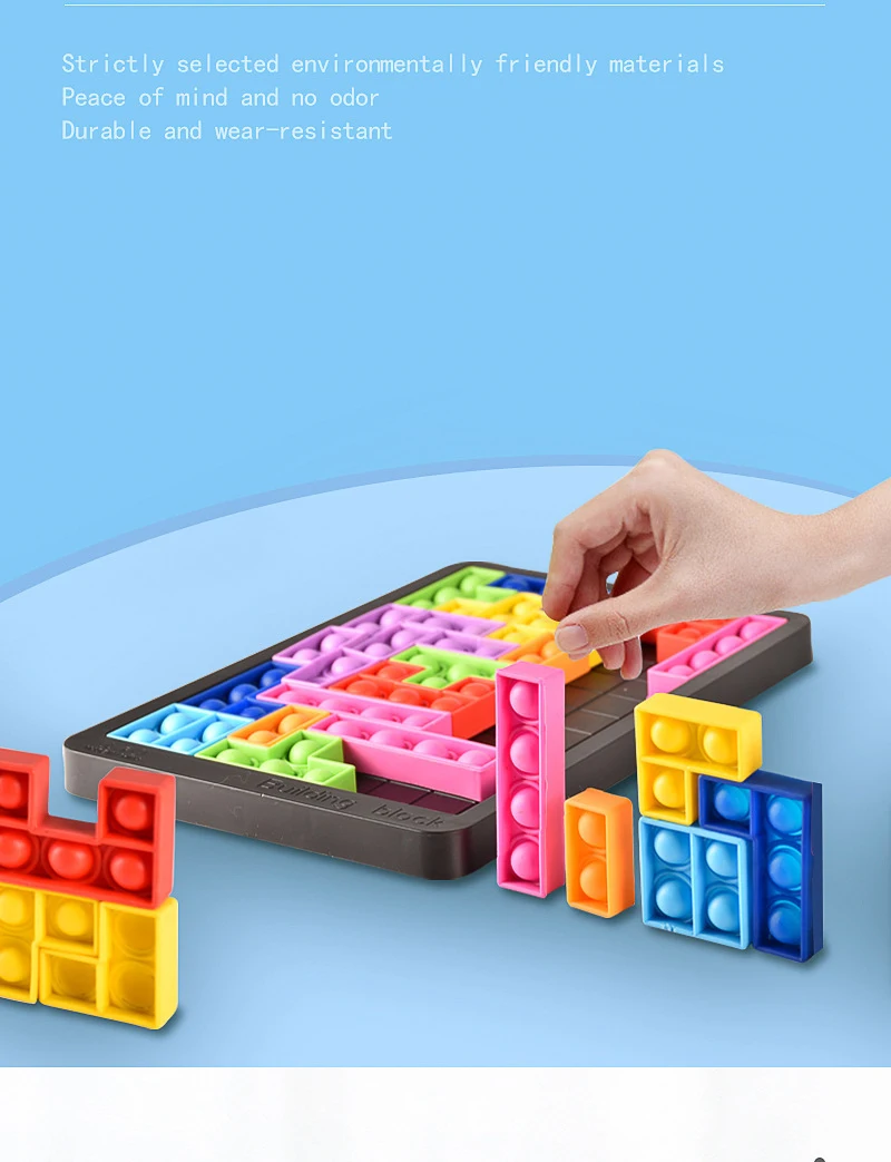 27pcs Jigsaw Russia Puzzle Block Pop Finger Toys Anti-Stress Pop It Push Bubble Sensory Toy Puzzle Board Educational Toy for Chi