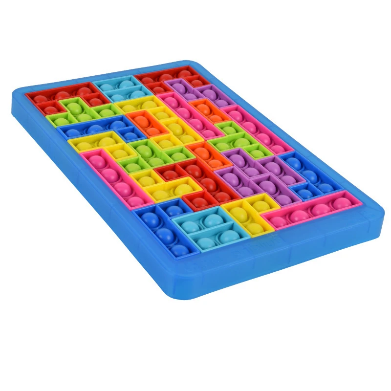 27pcs Jigsaw Russia Puzzle Block Pop Finger Toys Anti-Stress Pop It Push Bubble Sensory Toy Puzzle Board Educational Toy for Chi