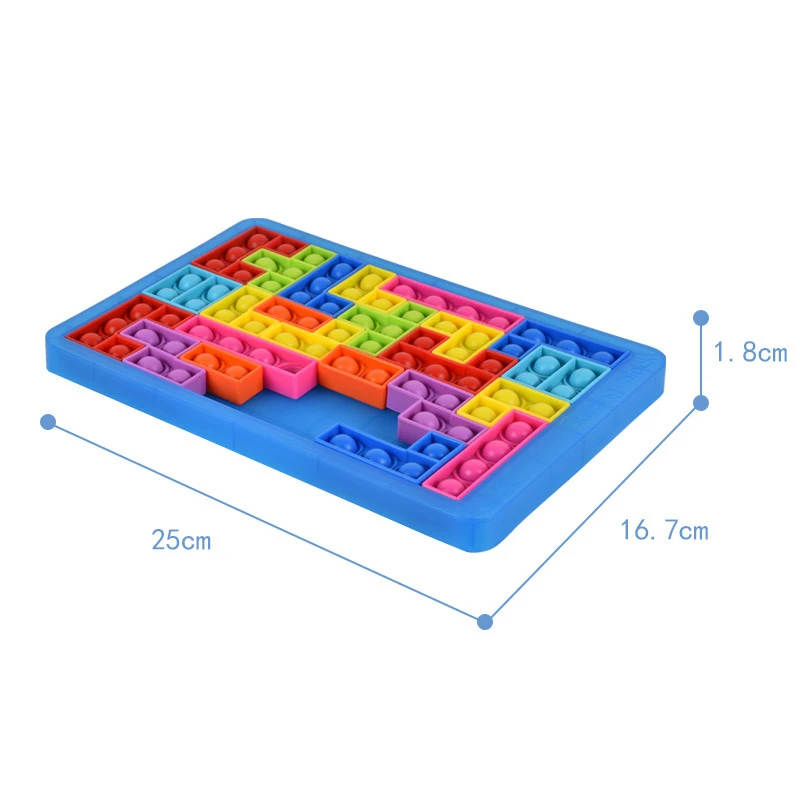 27pcs Jigsaw Russia Puzzle Block Pop Finger Toys Anti-Stress Pop It Push Bubble Sensory Toy Puzzle Board Educational Toy for Chi