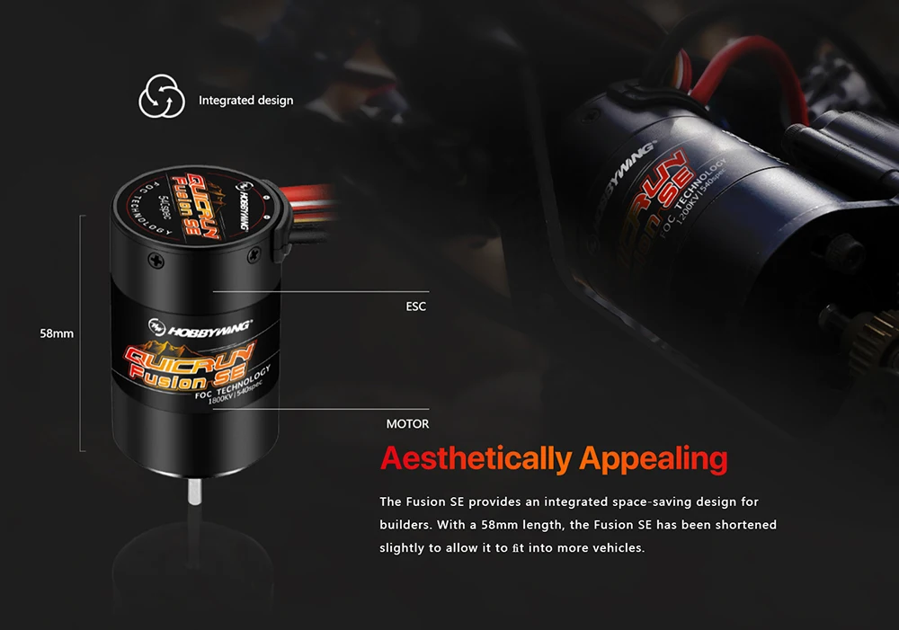 HobbyWing QuicRun Fusion SE 1800KV Waterproof Brushless Sensory Motor Built in 40A ESC 2 in 1 for RC 1/10 RC Climbing Car