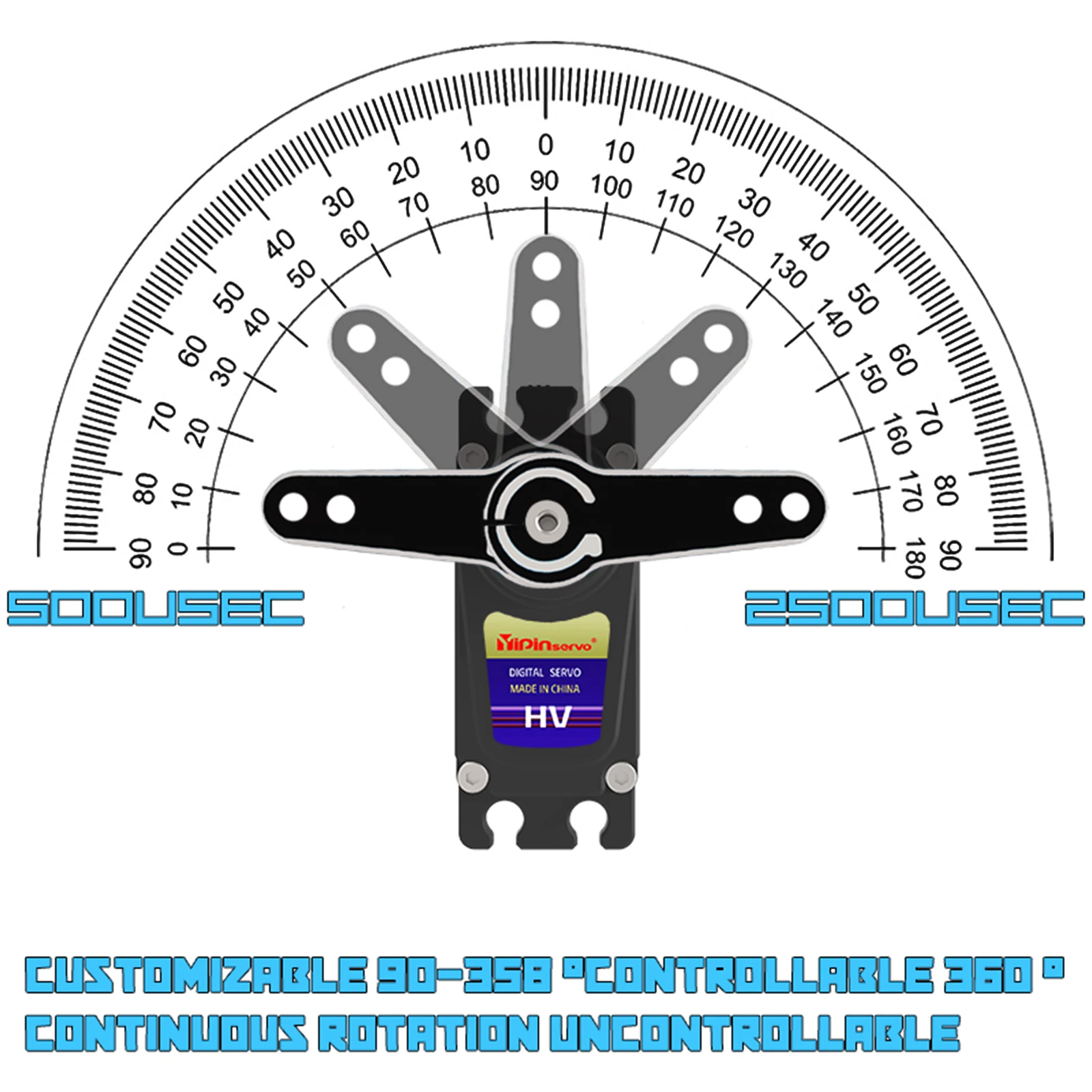 70kg Digital Servo 8.4V 180 Degree Brushless RC Servo Motor High Torgue IP68 Steel Helical Gear with 25T Servo Arm 1/8, 1/10 Car