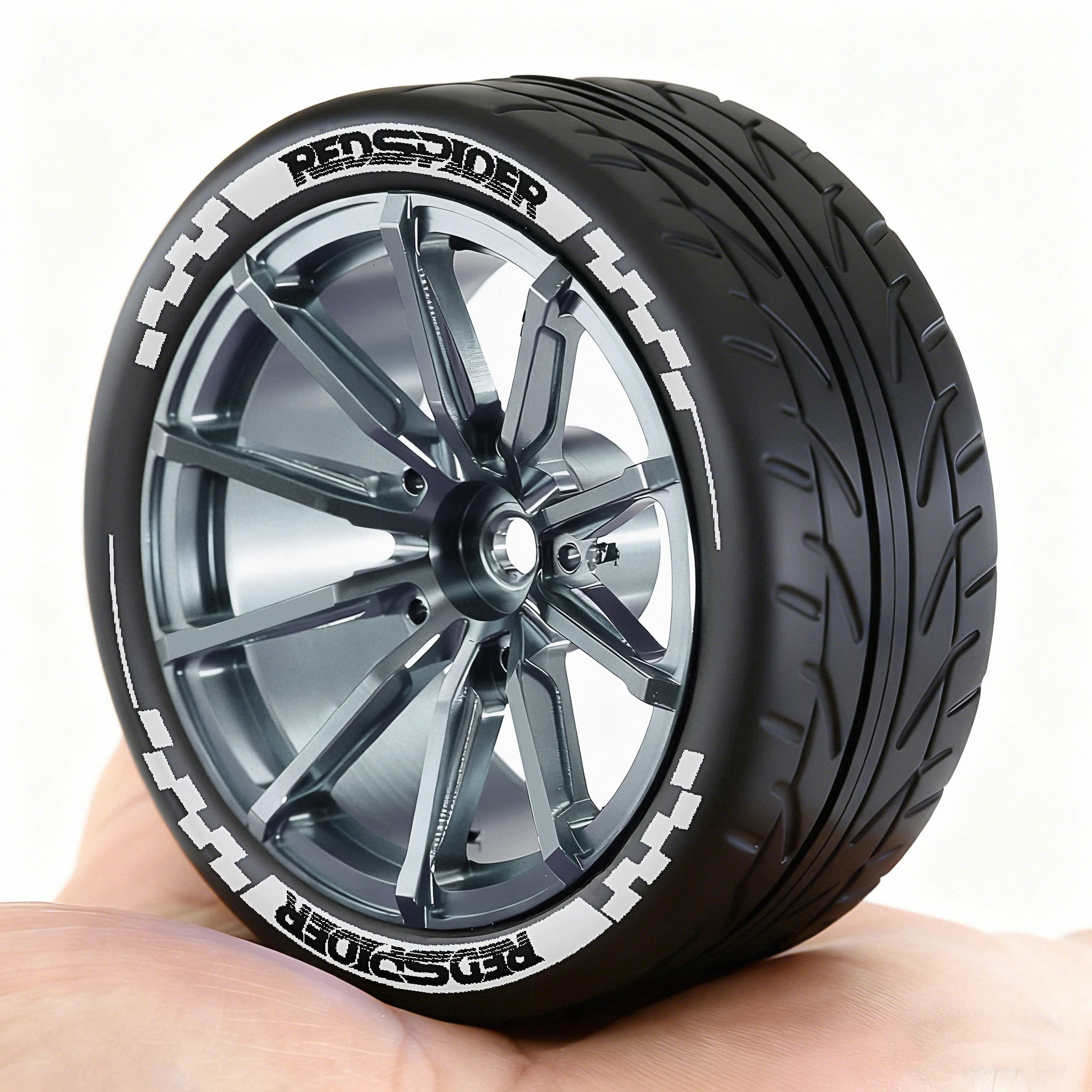 1/10 Metal RC On-Road Wheel Tires 2.55" OD 12mm Hex for 1/10 Tamiya TT01 TT02 XV02 XV01 WLtoys HSP Kyosho WR8 RedCat Sakura HPI