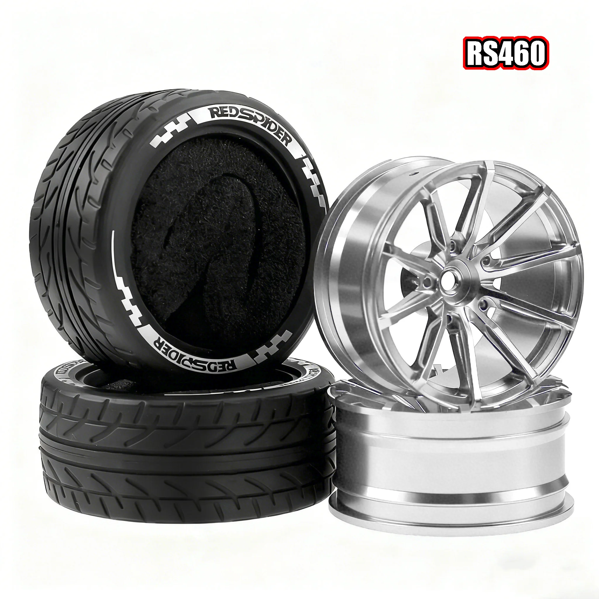 1/10 Metal RC On-Road Wheel Tires 2.55" OD 12mm Hex for 1/10 Tamiya TT01 TT02 XV02 XV01 WLtoys HSP Kyosho WR8 RedCat Sakura HPI
