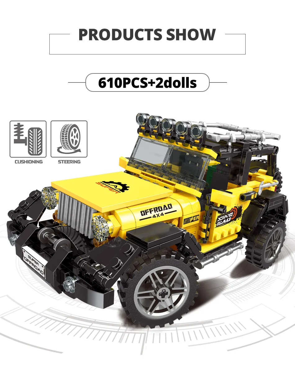 ZKZC Technical Off-road Racing Vehicle Truck Car Model Building Blocks City Monster Trucks Bricks Toys For Children Gift