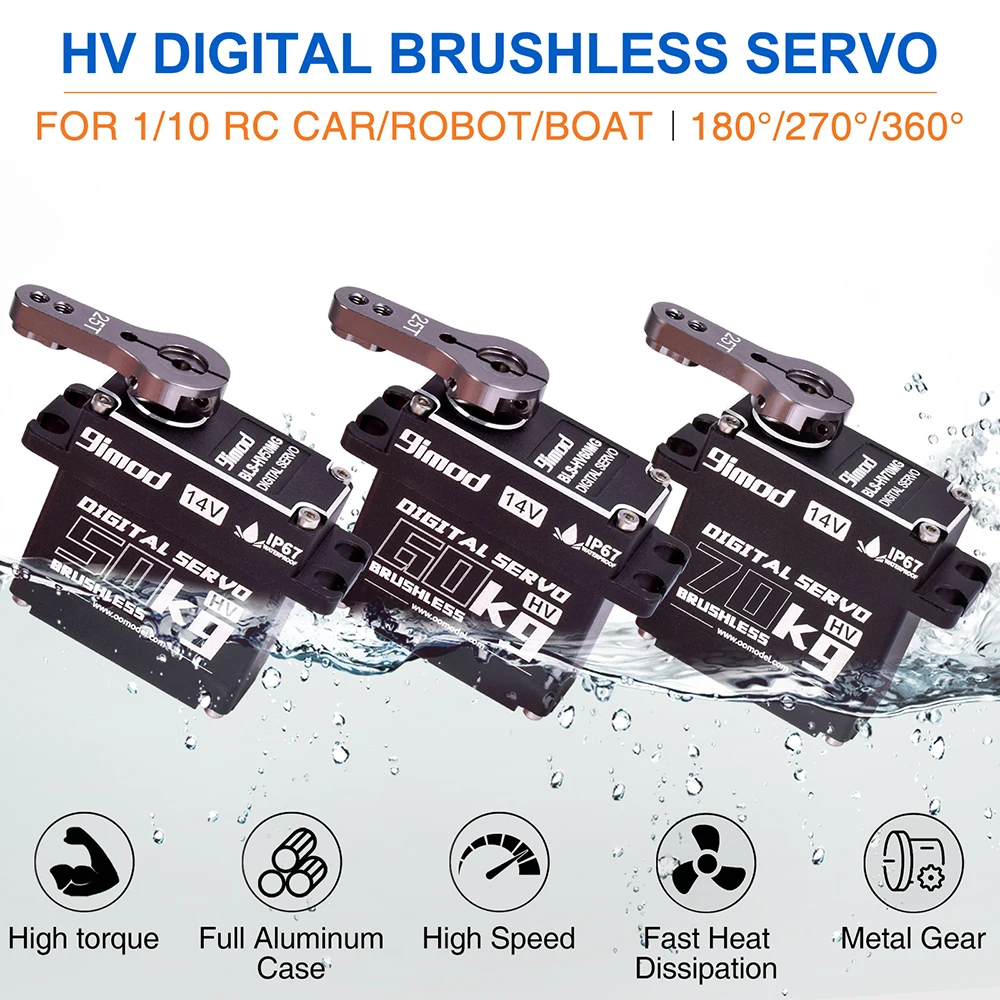 9imod Brushless Servo 70KG 60KG 50KG Waterproof RC Servo 
Motors Metal Gear 14V For 1/8 1/10 RC Crawler Car Robot Traxxas Scx10