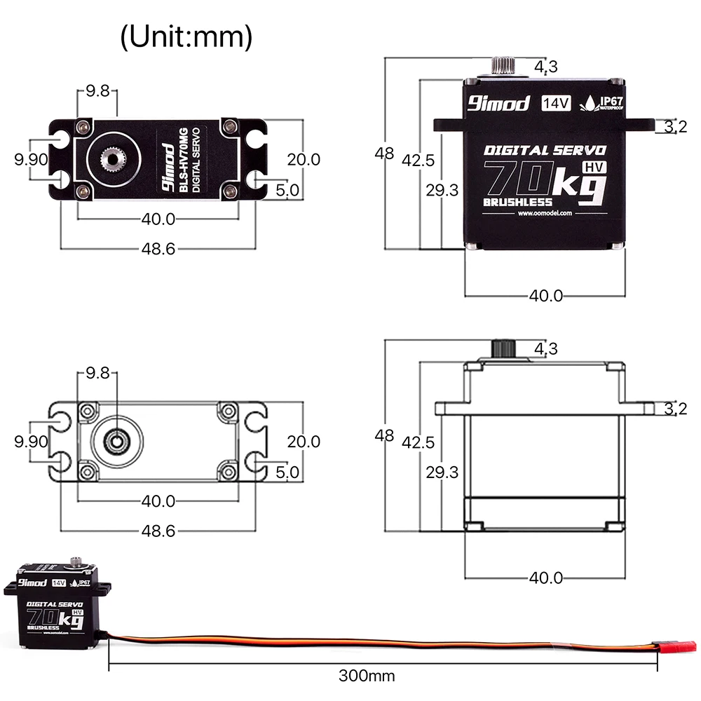 9imod Brushless Servo 70KG 60KG 50KG Waterproof RC Servo 
Motors Metal Gear 14V For 1/8 1/10 RC Crawler Car Robot Traxxas Scx10