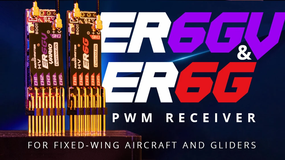 Radiomaster PWM Mini Receiver ER4 ER6 ER6G ER6GV ER8 ER8G ER8GV 4-8CH CRSF ExpressLRS 2.4GHz 100mw for RC Aircraft Boat Car