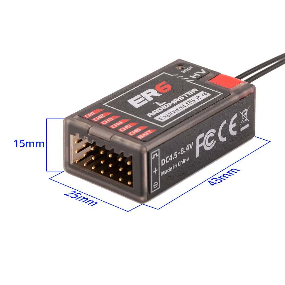 Radiomaster PWM Mini Receiver ER4 ER6 ER6G ER6GV ER8 ER8G ER8GV 4-8CH CRSF ExpressLRS 2.4GHz 100mw for RC Aircraft Boat Car