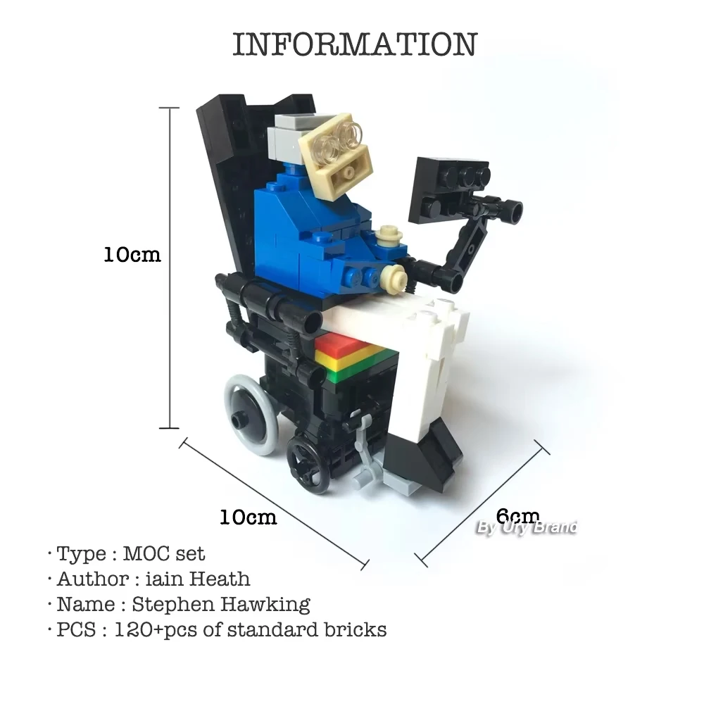 120+pcs MOC Set DIY Stephen Hawking Scientist Character Creative Collection Educational Model Building Blocks Toys Bricks Bag