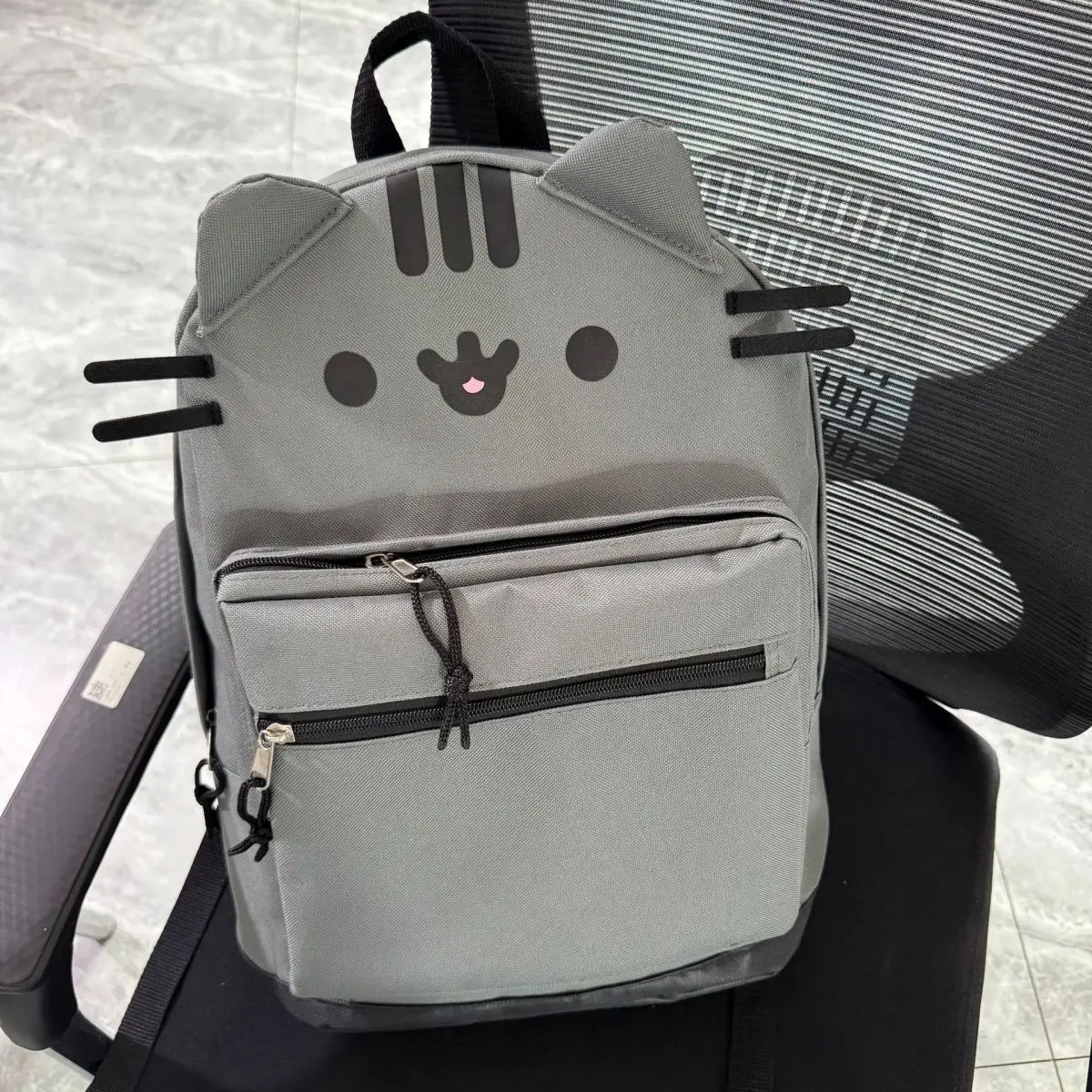 Hot Pusheen Style Cute Grey Cat Backpack School Bag with Multi-Compartment & Padded Straps Casual Daypack for Birthday gift