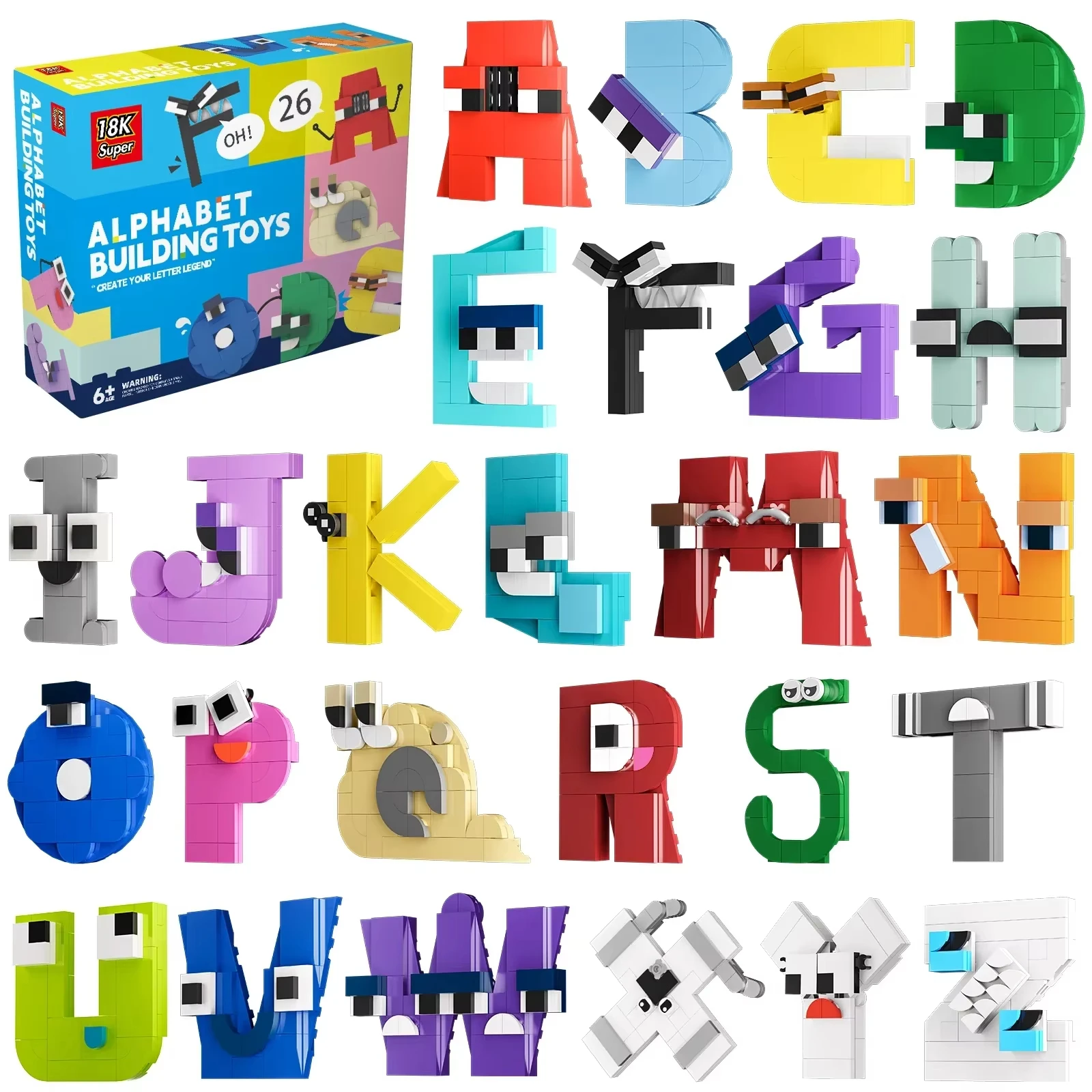 MOC 931PCS Letters Lore A-Z 26 English Alphabet Numbers Letters Building Blocks Set Legend Letters Education Bricks Kids Toys