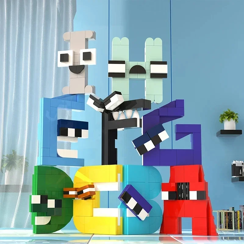 MOC 931PCS Letters Lore A-Z 26 English Alphabet Numbers Letters Building Blocks Set Legend Letters Education Bricks Kids Toys