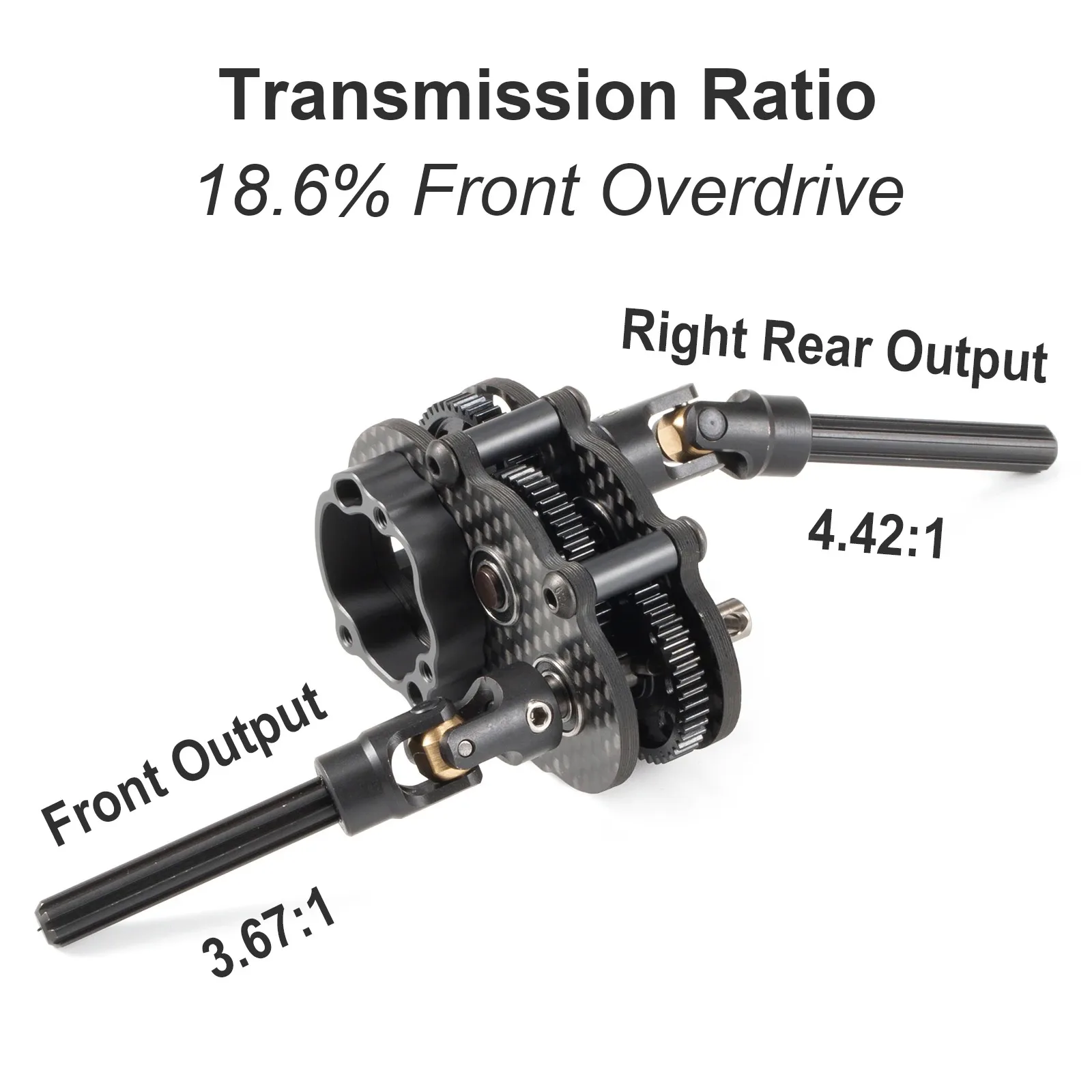 Ultralight Carbon Fiber OD-3 Overdrive Transmission 48P Gearbox for AR44 AR45 Capra Axle LCG Comp Rigs 1/10 RC Rock Crawler