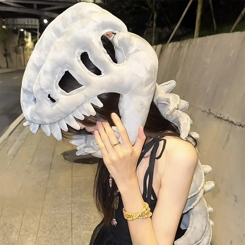 75/115CM Realistic Dinosaur Skeleton Costume Set Funny Headgear Cosply Dress up Clothing Plush Toys Creative Gifts