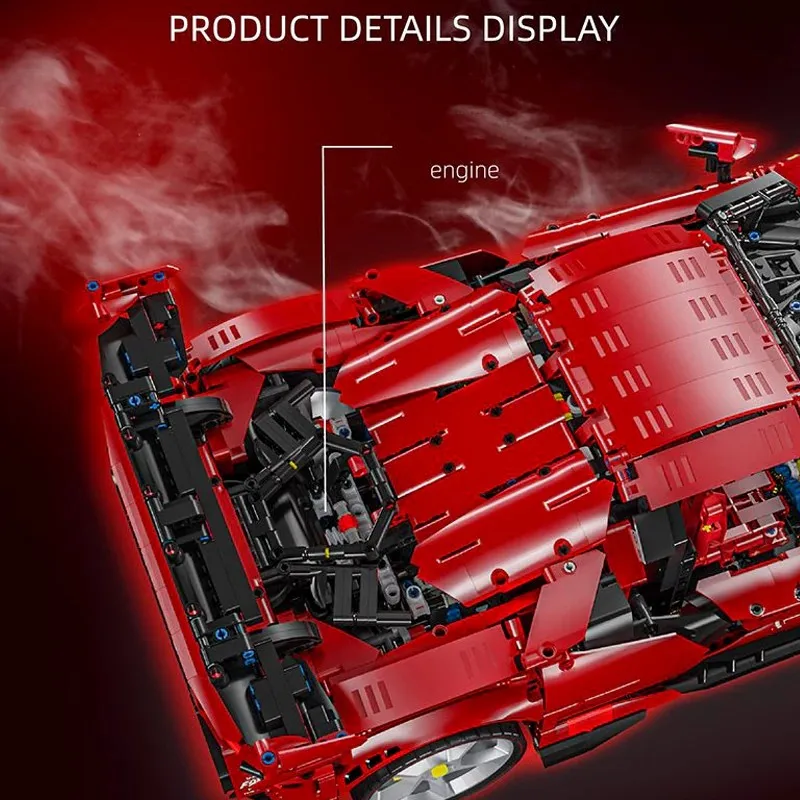 4260PCS 1:8 Scale SF90 Red Supercar Sports Car Building Blocks Set Technic Speed Racing Vehicles Model Kit with Engine Interior High-Tech Assembly Toys for Boys Kids and Adults Desk Decortion Collection Display Gifts