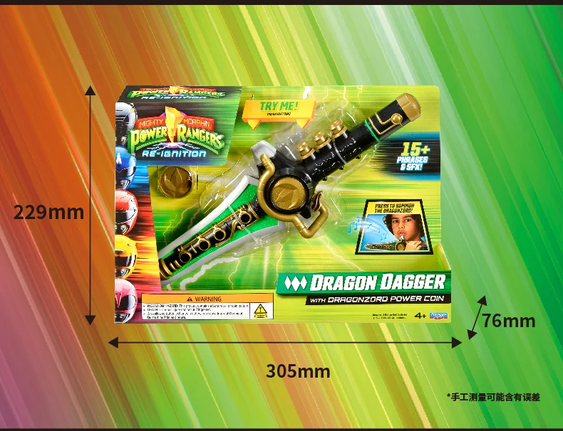 Playmates Power Rangers Roleplay Toy Dino Morpher Blade Blaster Dragon Dagger with Lights and Sounds Anime Cosplay Prop Weapon