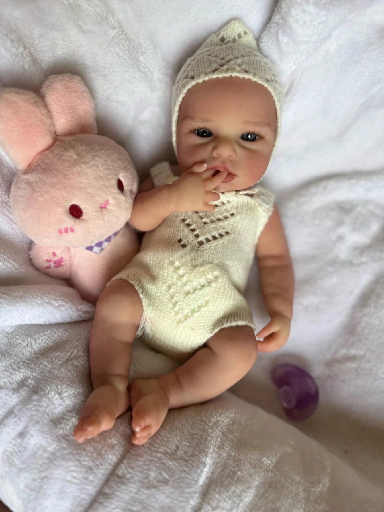 Aizwa1 13 Inch Loulou Bebe Reborn De Silicon Girl Doll Open Eyes Bald, Choose Pink or White Dress Toy