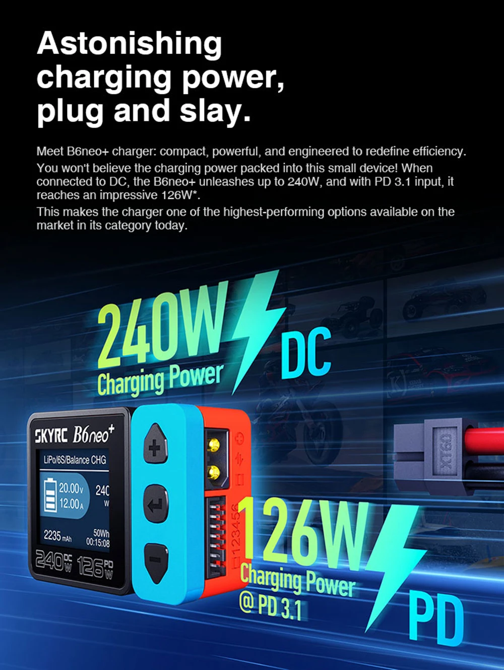 SKYRC B6neo+ Smart Charger High Power DC240W PD126W Multilanguage Balance Charger New B6neo Plugs