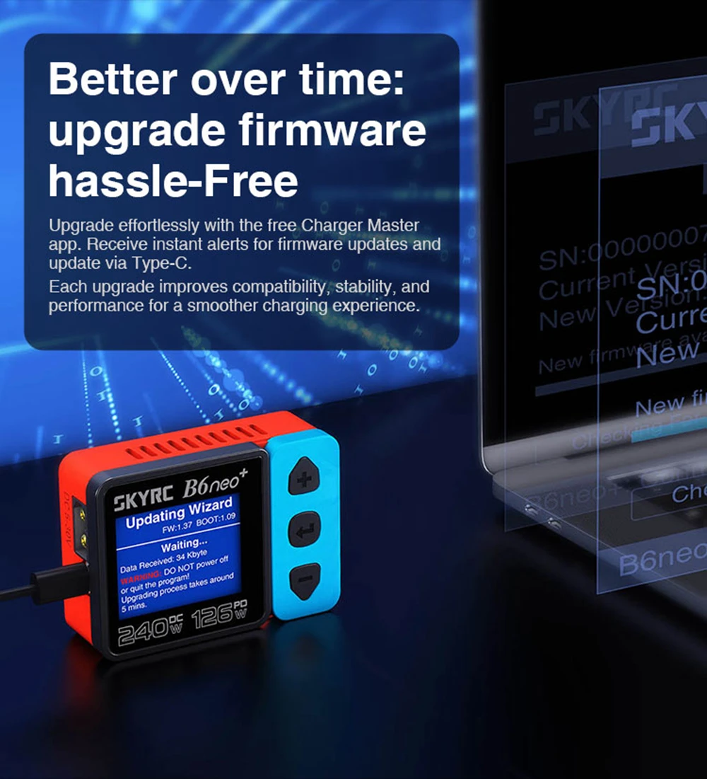 SKYRC B6neo+ Smart Charger High Power DC240W PD126W Multilanguage Balance Charger New B6neo Plugs