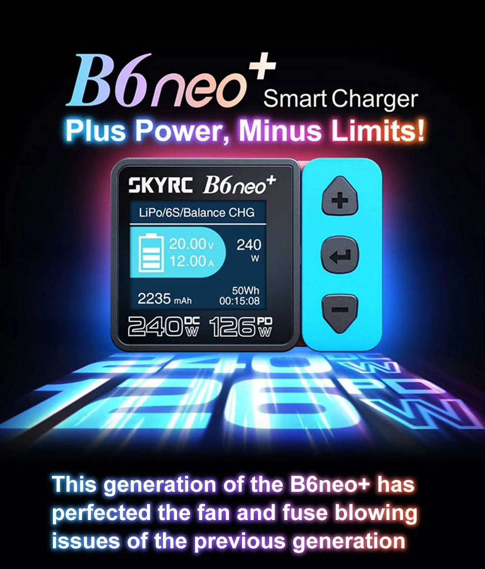 SKYRC B6neo+ Smart Charger High Power DC240W PD126W Multilanguage Balance Charger New B6neo Plugs