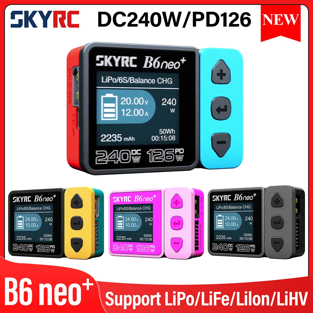 SKYRC B6neo+ Smart Charger High Power DC240W PD126W Multilanguage Balance Charger New B6neo Plugs