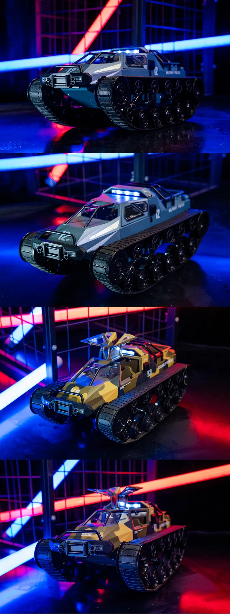 C8812/ C8812 MAX LED Light Full Scale Tracked Tank Simulation Model Toy RC Car Drift Remote Control Off-Road Vehicle for Kids