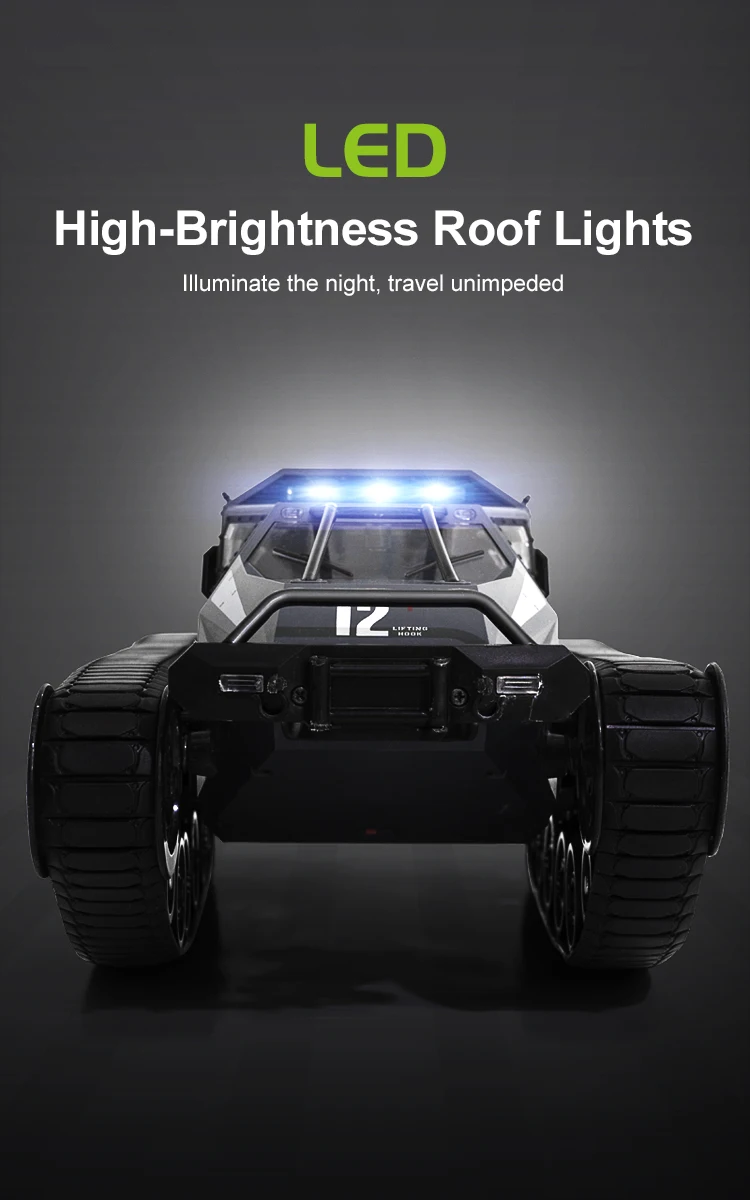 C8812/ C8812 MAX LED Light Full Scale Tracked Tank Simulation Model Toy RC Car Drift Remote Control Off-Road Vehicle for Kids