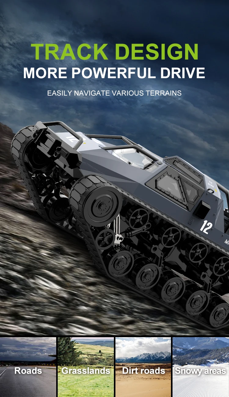 C8812/ C8812 MAX LED Light Full Scale Tracked Tank Simulation Model Toy RC Car Drift Remote Control Off-Road Vehicle for Kids