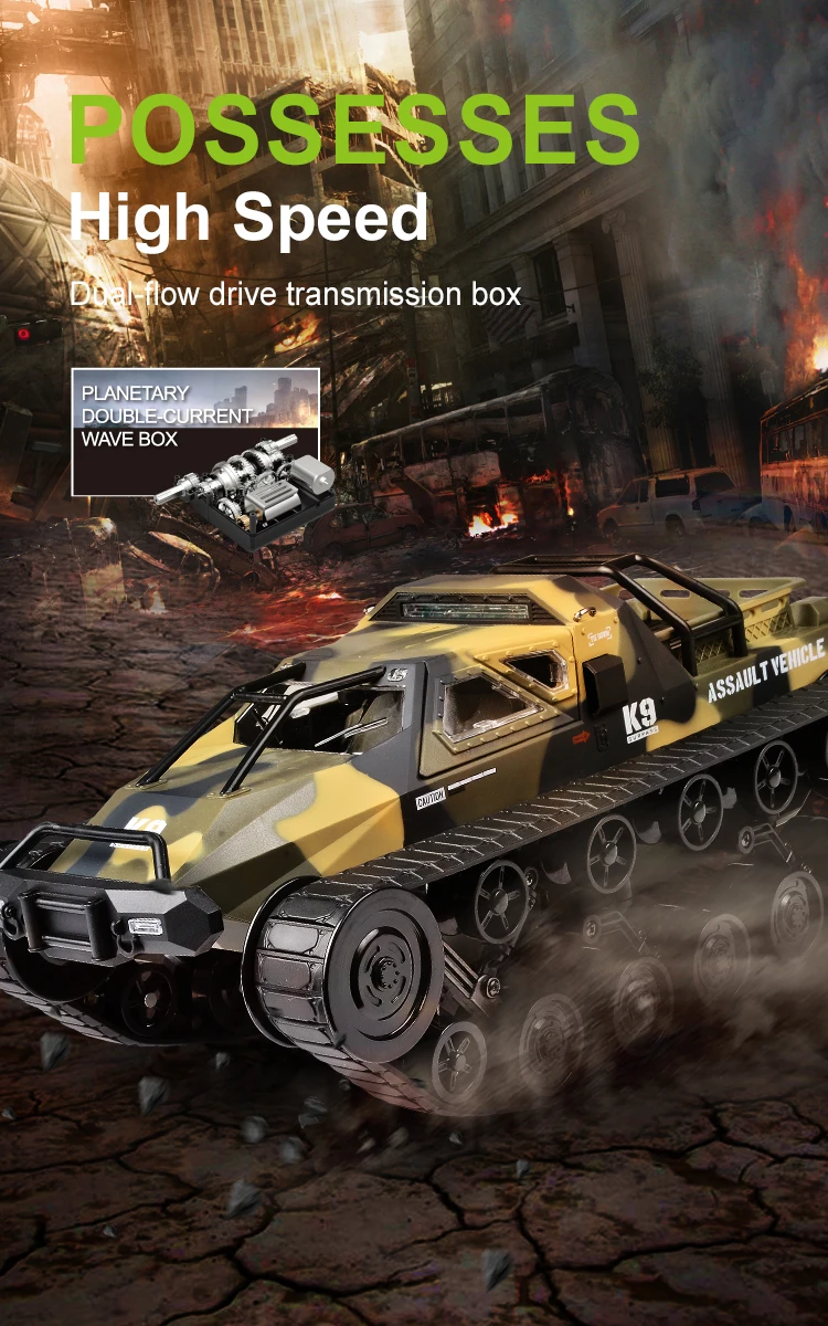 C8812/ C8812 MAX LED Light Full Scale Tracked Tank Simulation Model Toy RC Car Drift Remote Control Off-Road Vehicle for Kids