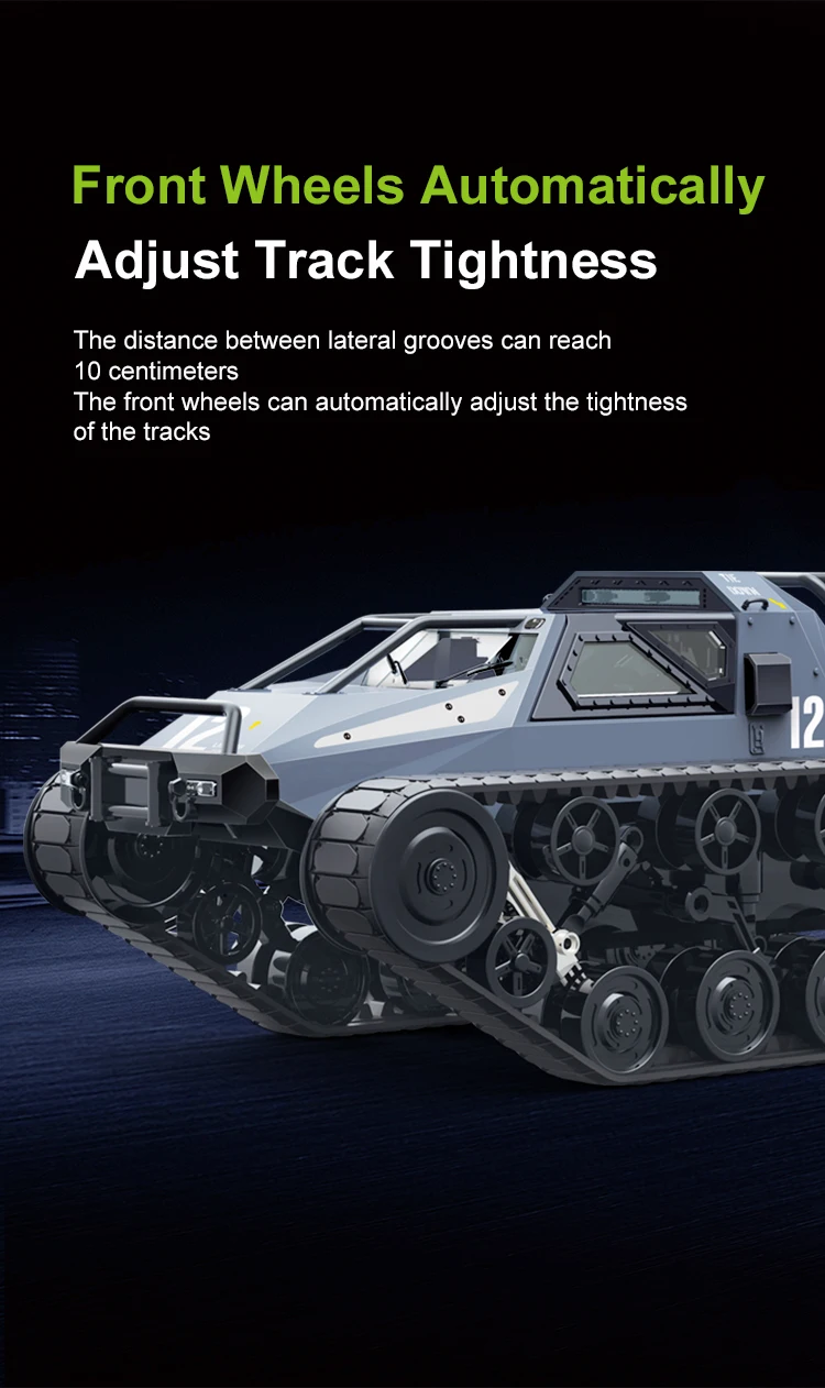 C8812/ C8812 MAX LED Light Full Scale Tracked Tank Simulation Model Toy RC Car Drift Remote Control Off-Road Vehicle for Kids