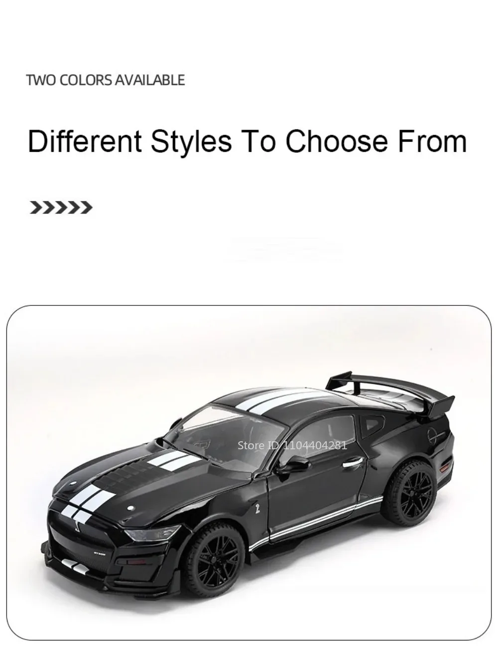 1:18 Mustang GT500 Accord Alloy Cars Diecast Models Toys 4 Doors Opened with Sound Light Pull Back Vehices Kids Birthday Present