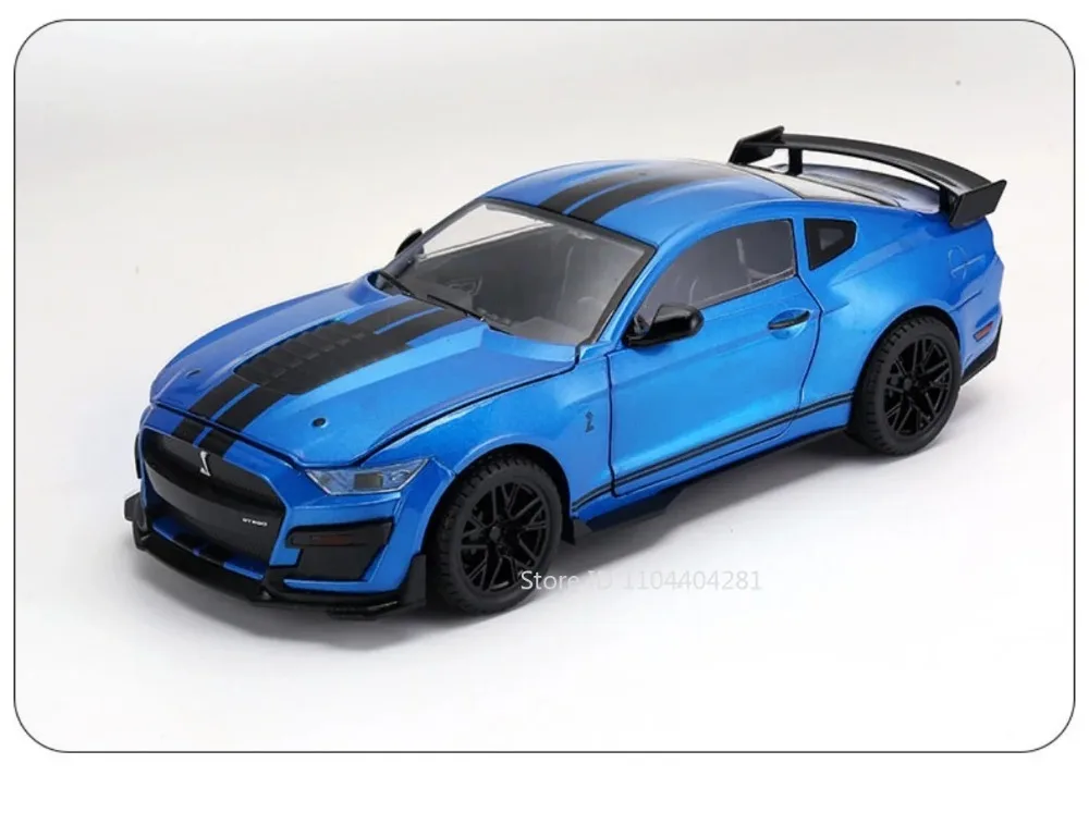 1:18 Mustang GT500 Accord Alloy Cars Diecast Models Toys 4 Doors Opened with Sound Light Pull Back Vehices Kids Birthday Present
