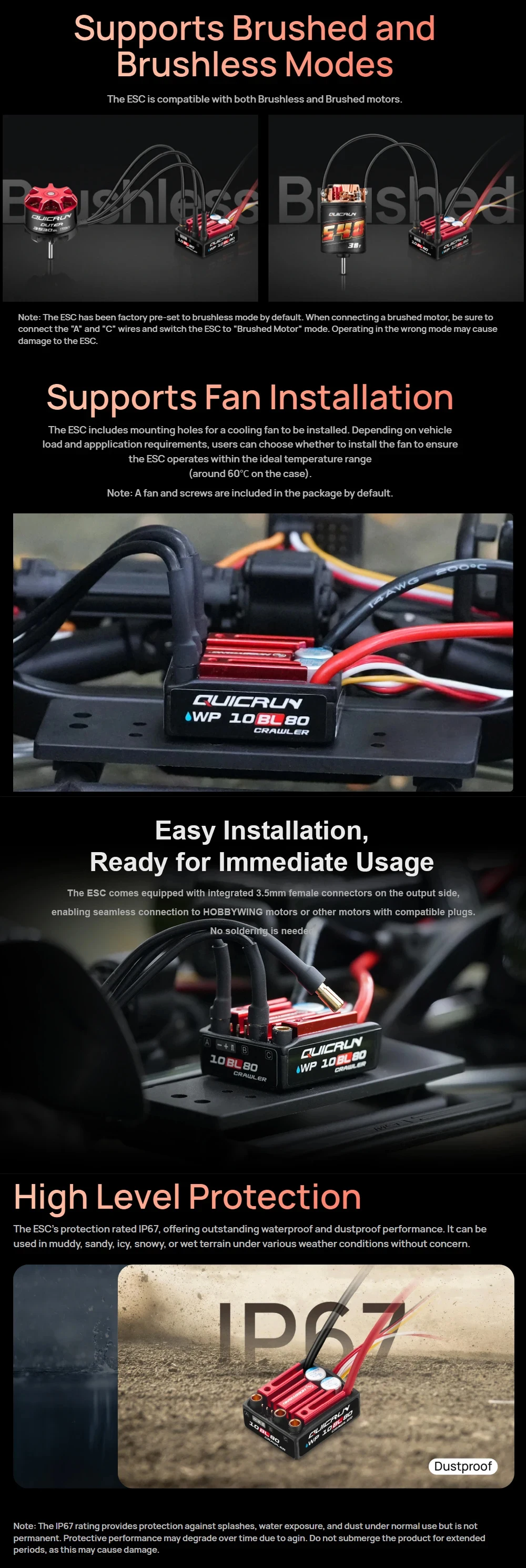 Hobbywing Quicrun WP 10BL80 2-4S 80A Waterproof ESC & Outer 3530SL 1700KV/2200KV Motor