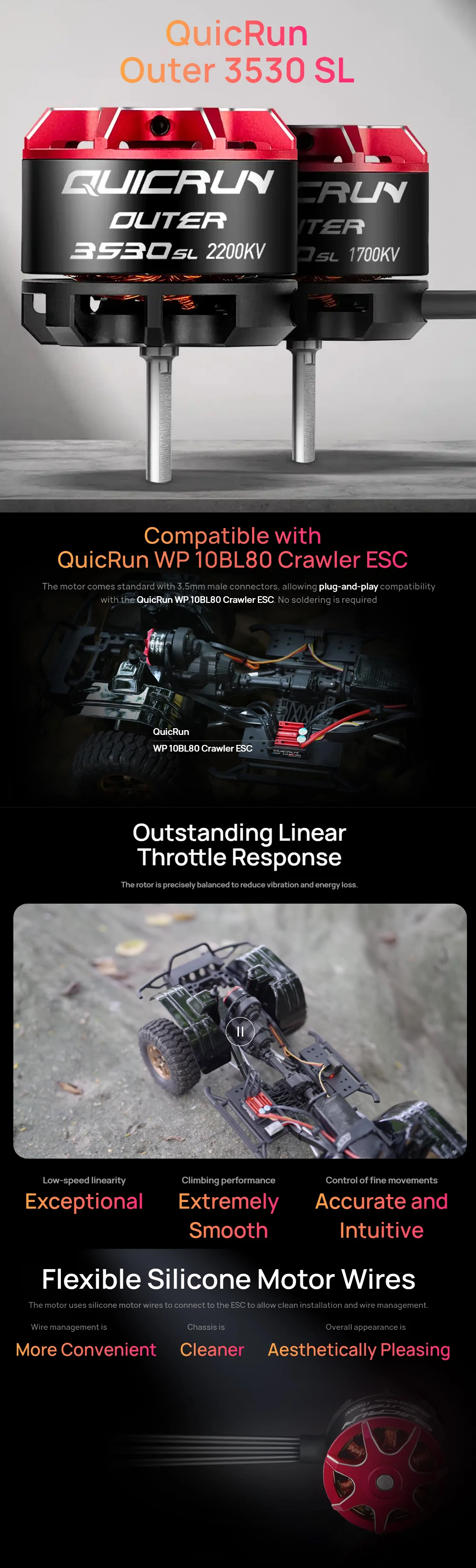 Hobbywing Quicrun WP 10BL80 2-4S 80A Waterproof ESC & Outer 3530SL 1700KV/2200KV Motor