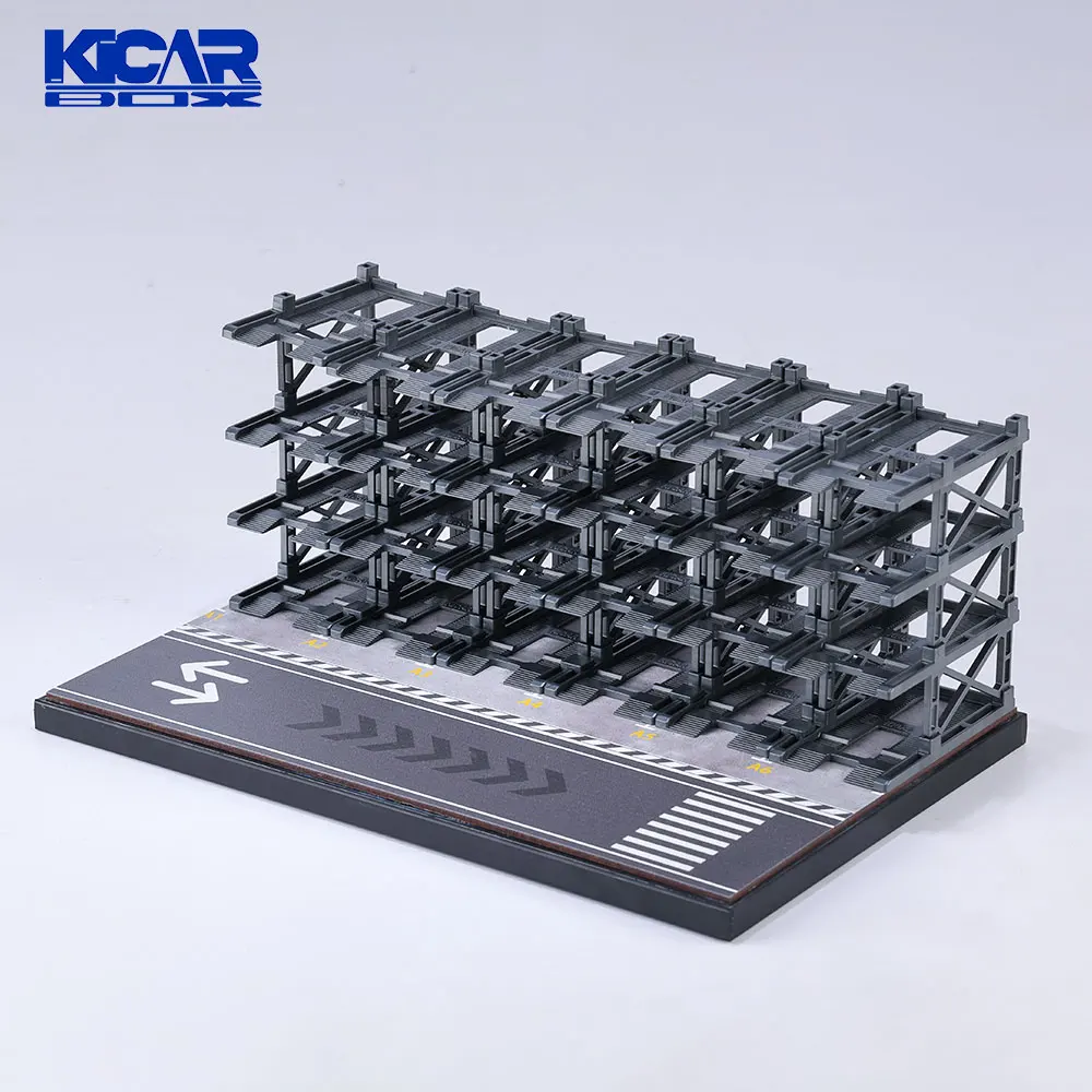 KicarMod 1/64 3D Parking Building Model Car 24-seat Assembled Multi-Storey Car Park Multi-Layer Structure with Display Car