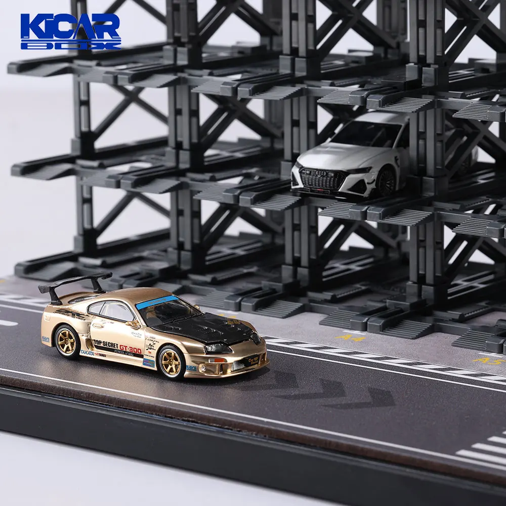 KicarMod 1/64 3D Parking Building Model Car 24-seat Assembled Multi-Storey Car Park Multi-Layer Structure with Display Car