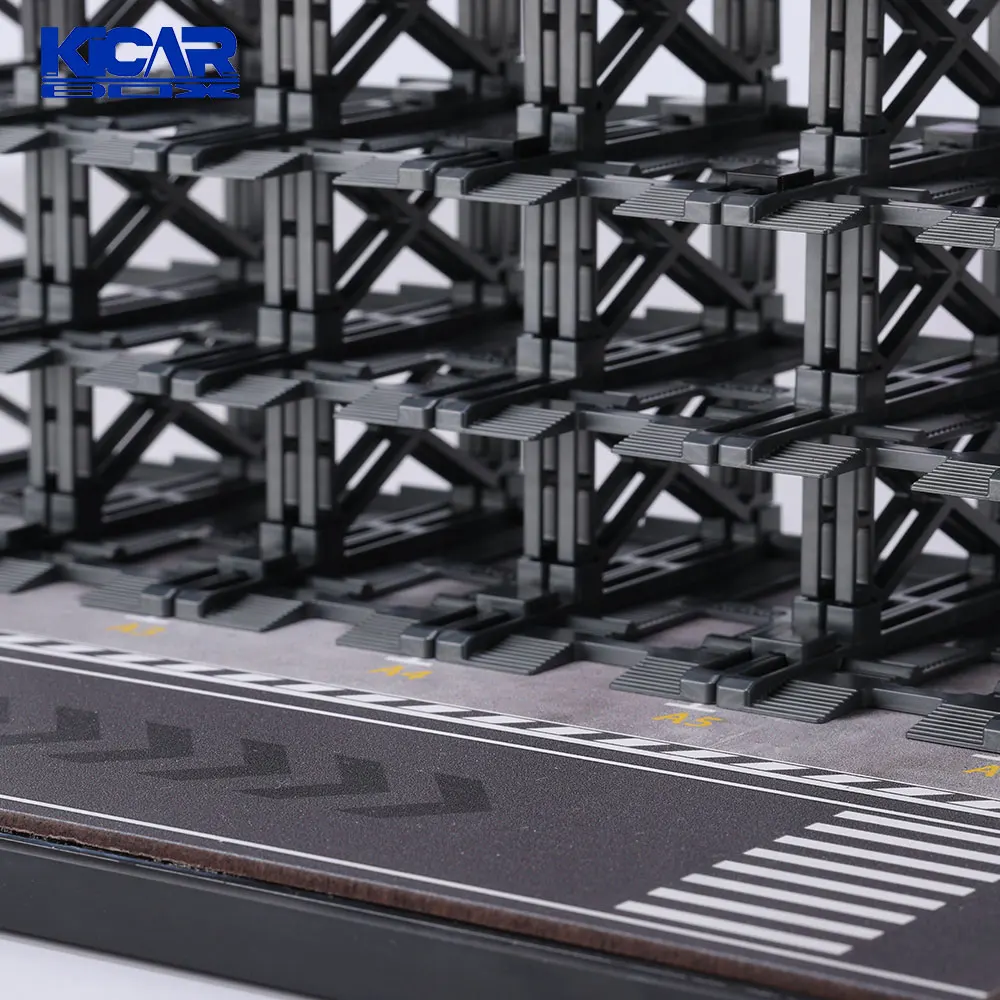 KicarMod 1/64 3D Parking Building Model Car 24-seat Assembled Multi-Storey Car Park Multi-Layer Structure with Display Car